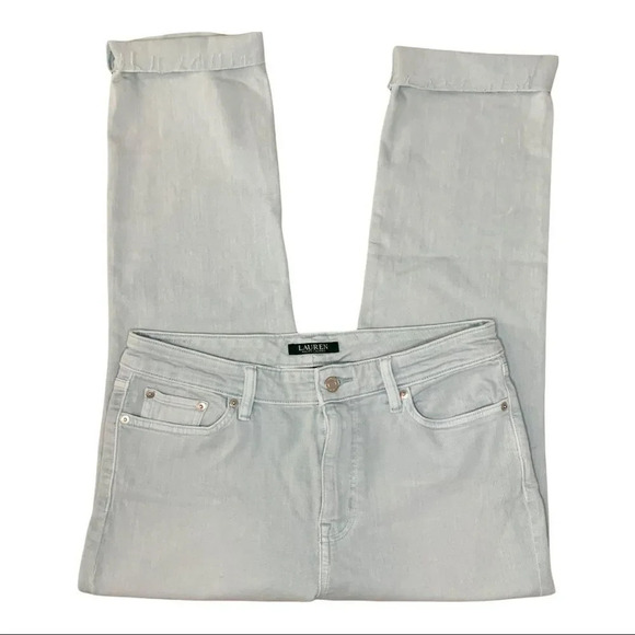 Lauren Ralph Lauren Jeans Blue Gray High Rise Premier Straight Ankle sz 10 - Picture 10 of 12
